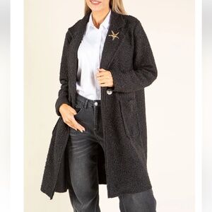 MADE IN ITALY Women's Black Textured Coat